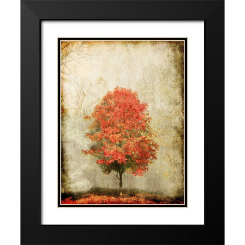 Fire Tree Black Modern Wood Framed Art Print with Double Matting by OnRei