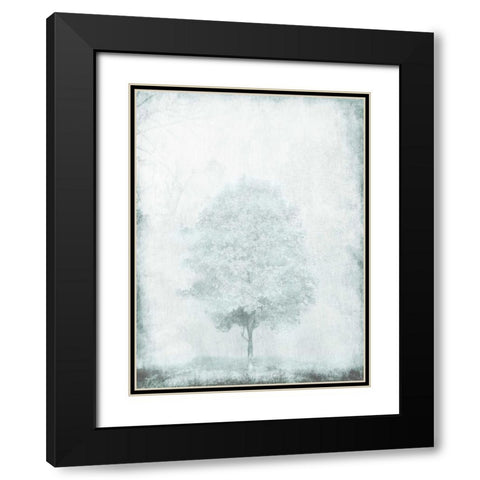 Snow Tree Black Modern Wood Framed Art Print with Double Matting by OnRei