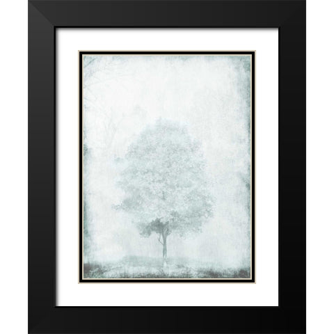 Snow Tree Black Modern Wood Framed Art Print with Double Matting by OnRei