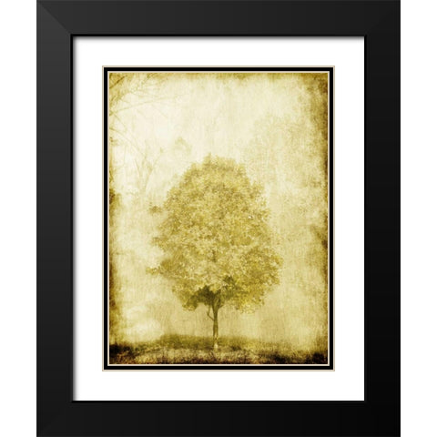 Golden Tree Black Modern Wood Framed Art Print with Double Matting by OnRei