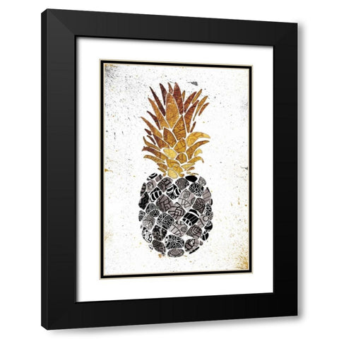 Golden Mandala Pineapple Black Modern Wood Framed Art Print with Double Matting by OnRei