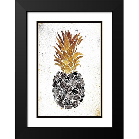 Golden Mandala Pineapple Black Modern Wood Framed Art Print with Double Matting by OnRei