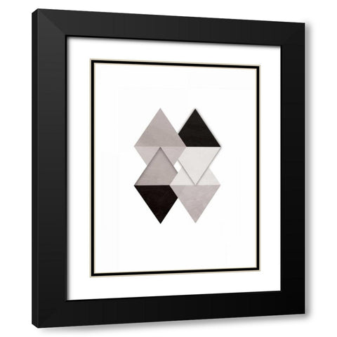 Grey Simplicity Black Modern Wood Framed Art Print with Double Matting by OnRei