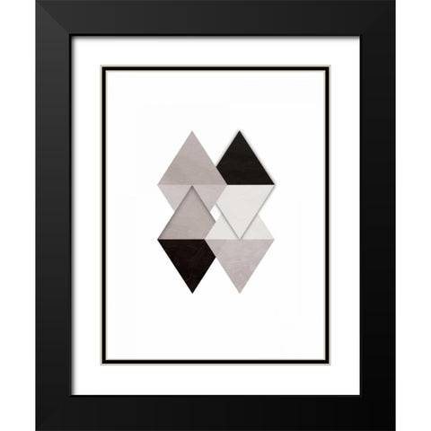 Grey Simplicity Black Modern Wood Framed Art Print with Double Matting by OnRei