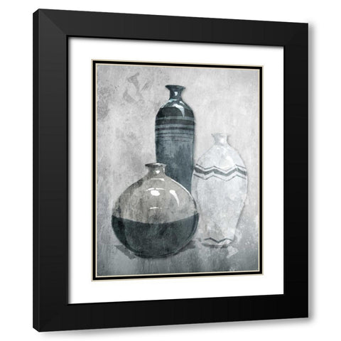 Granite Set Black Modern Wood Framed Art Print with Double Matting by OnRei