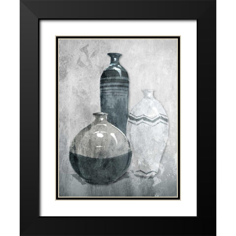 Granite Set Black Modern Wood Framed Art Print with Double Matting by OnRei