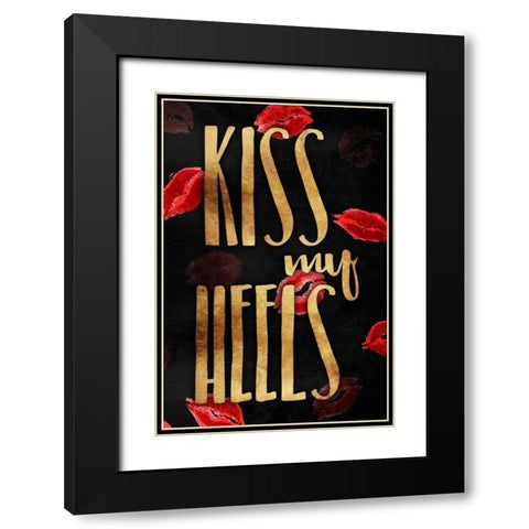 Kiss My Gold Heels Black Modern Wood Framed Art Print with Double Matting by OnRei