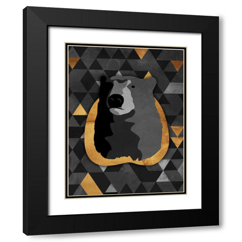 Dark Gold Triangular Bear Black Modern Wood Framed Art Print with Double Matting by OnRei