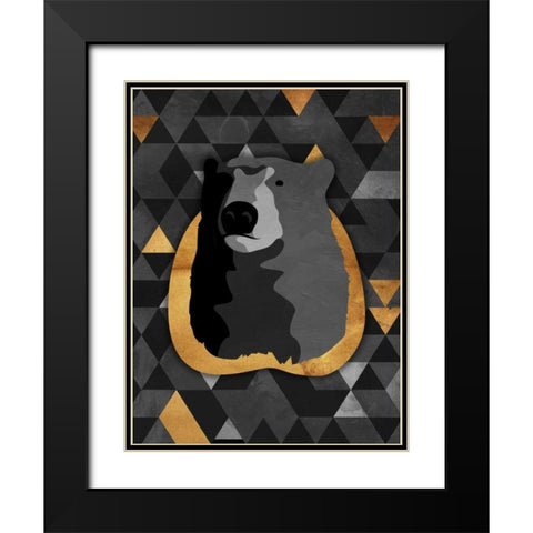 Dark Gold Triangular Bear Black Modern Wood Framed Art Print with Double Matting by OnRei