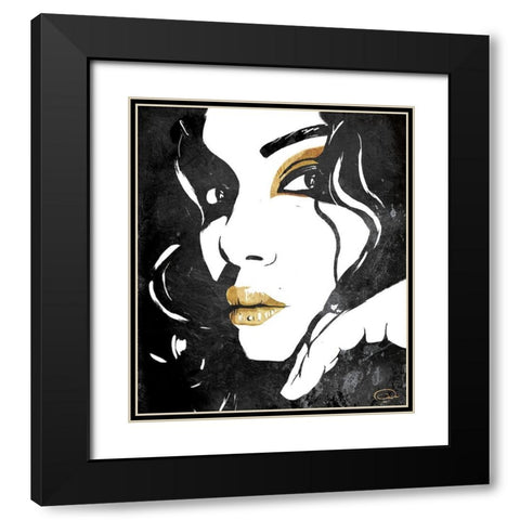 Divine Gold Black Modern Wood Framed Art Print with Double Matting by OnRei