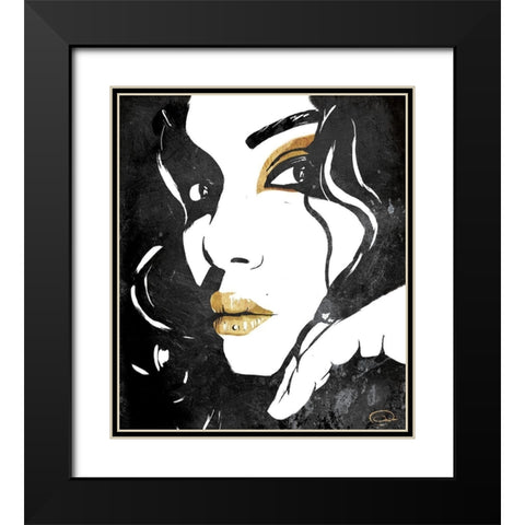 Divine Gold Black Modern Wood Framed Art Print with Double Matting by OnRei