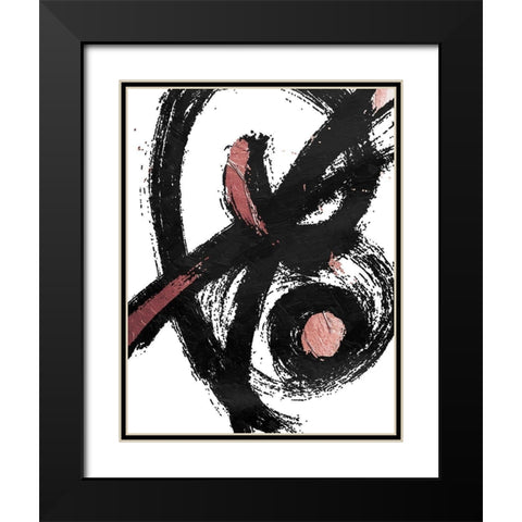 Jaidens Swirl Rose Black Modern Wood Framed Art Print with Double Matting by OnRei