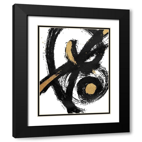 Jaidens Swirl Black Modern Wood Framed Art Print with Double Matting by OnRei