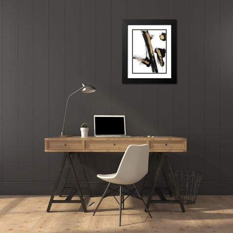 Feel Black Modern Wood Framed Art Print with Double Matting by OnRei