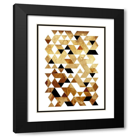 Golden Triangles Mate Black Modern Wood Framed Art Print with Double Matting by OnRei