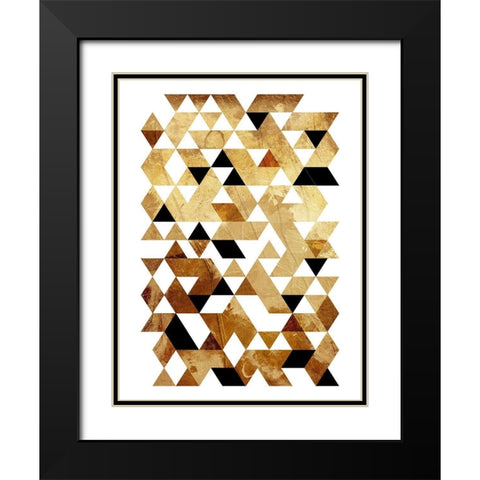 Golden Triangles Mate Black Modern Wood Framed Art Print with Double Matting by OnRei