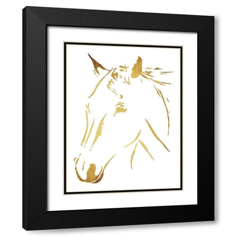 Gold Horse Black Modern Wood Framed Art Print with Double Matting by OnRei