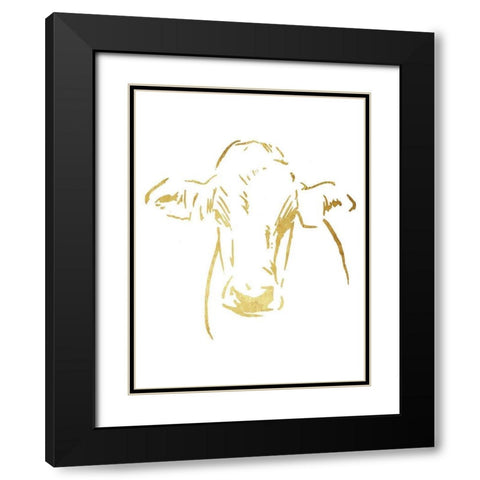 Gold Cow Black Modern Wood Framed Art Print with Double Matting by OnRei