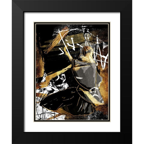 Abstract Dress Black Modern Wood Framed Art Print with Double Matting by OnRei