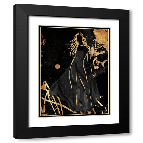 Gold In The Wind Black Modern Wood Framed Art Print with Double Matting by OnRei