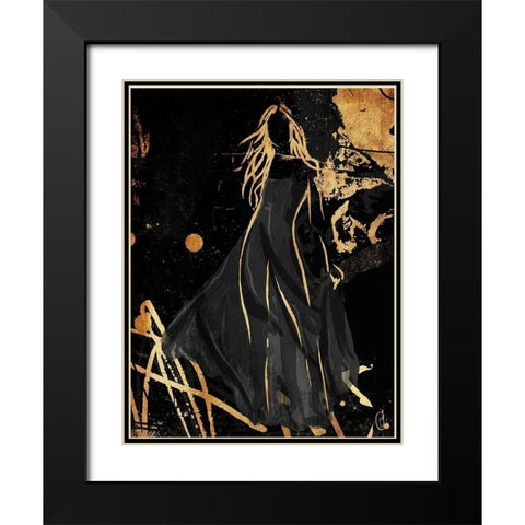 Gold In The Wind Black Modern Wood Framed Art Print with Double Matting by OnRei