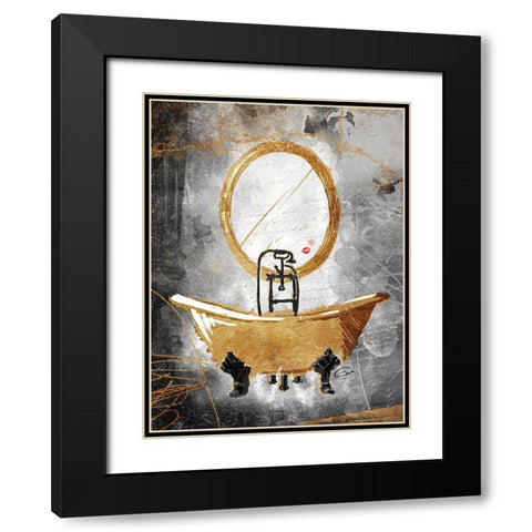 Golden Relaxation Black Modern Wood Framed Art Print with Double Matting by OnRei