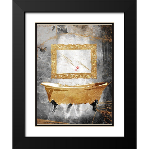 Golden Calmness Black Modern Wood Framed Art Print with Double Matting by OnRei