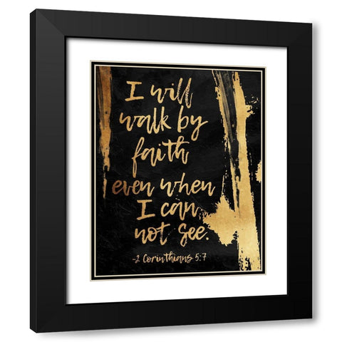 Walk By Faith Black Modern Wood Framed Art Print with Double Matting by OnRei