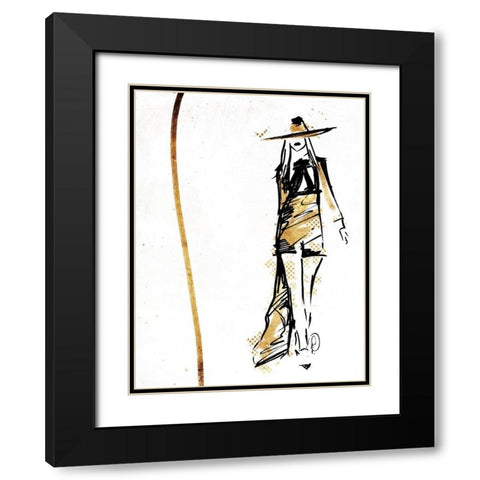 Golden Runway Black Modern Wood Framed Art Print with Double Matting by OnRei