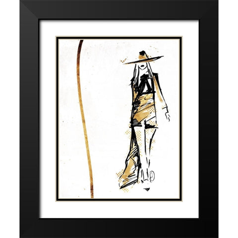 Golden Runway Black Modern Wood Framed Art Print with Double Matting by OnRei