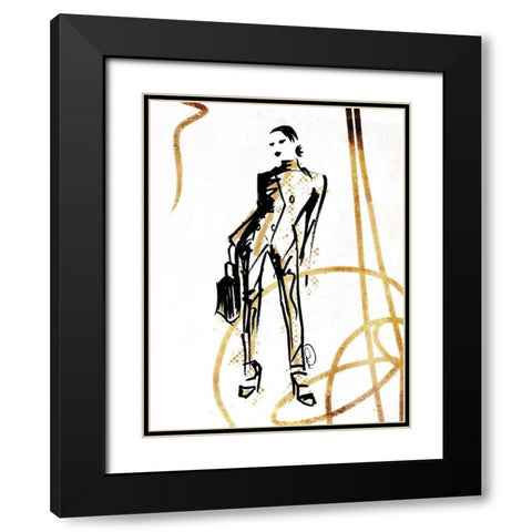 Golden Runway Stance Black Modern Wood Framed Art Print with Double Matting by OnRei