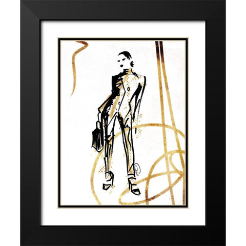 Golden Runway Stance Black Modern Wood Framed Art Print with Double Matting by OnRei