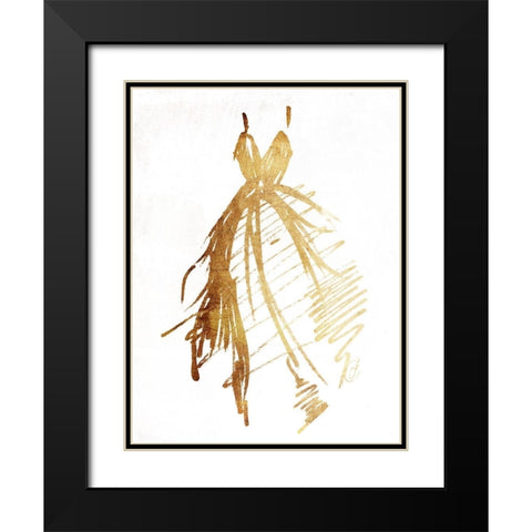 Runway Dress Black Modern Wood Framed Art Print with Double Matting by OnRei