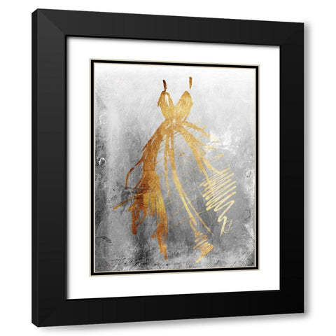 Runway Dress Textured Black Modern Wood Framed Art Print with Double Matting by OnRei