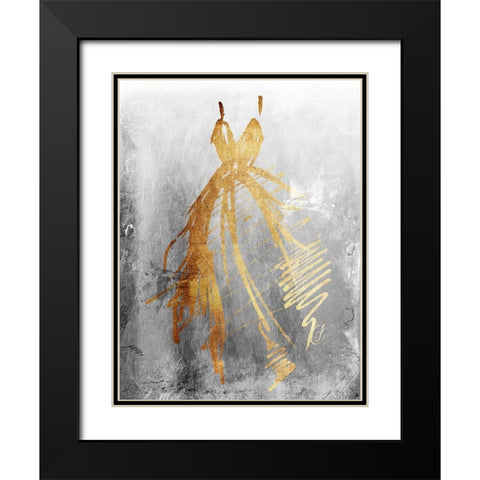 Runway Dress Textured Black Modern Wood Framed Art Print with Double Matting by OnRei