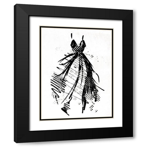 Silver Runway Dress Black Modern Wood Framed Art Print with Double Matting by OnRei