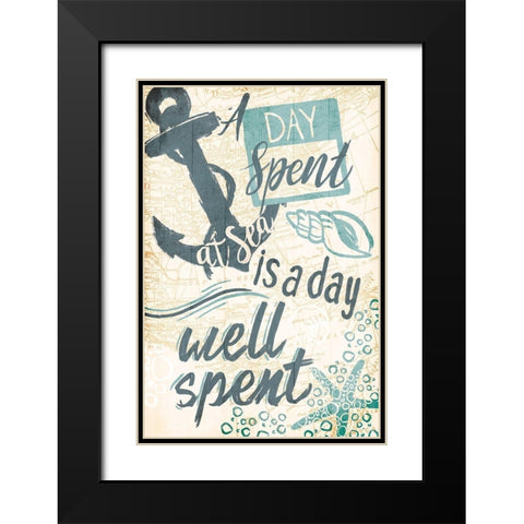 A Day At Blue Sea Black Modern Wood Framed Art Print with Double Matting by OnRei