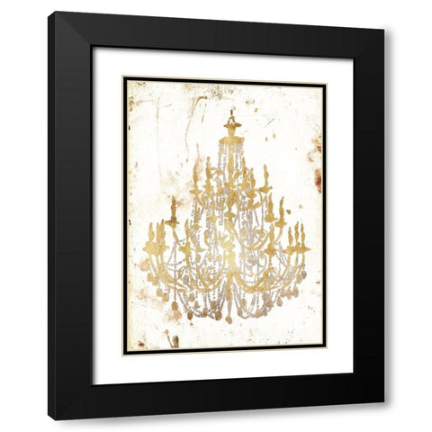 Golden Chandeliers Black Modern Wood Framed Art Print with Double Matting by OnRei