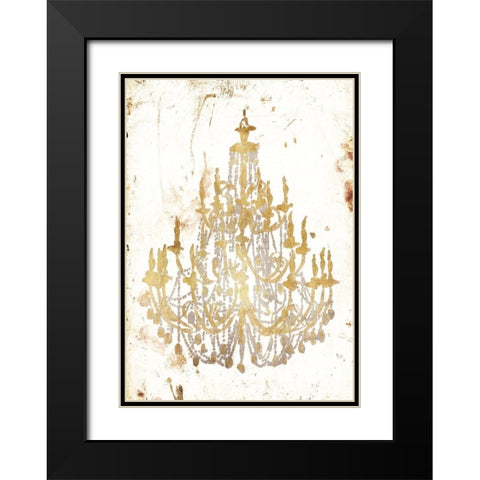 Golden Chandeliers Black Modern Wood Framed Art Print with Double Matting by OnRei