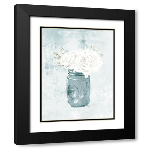 Flowers In A Jar Black Modern Wood Framed Art Print with Double Matting by OnRei