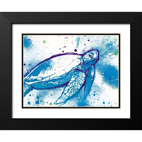 Turtle in the Wall Black Modern Wood Framed Art Print with Double Matting by On Rei
