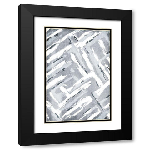 Sketched Connection Black Modern Wood Framed Art Print with Double Matting by OnRei