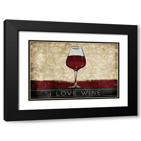 I Love Wine Black Modern Wood Framed Art Print with Double Matting by OnRei