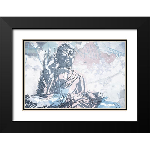 Meditate Black Modern Wood Framed Art Print with Double Matting by OnRei