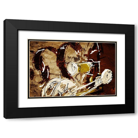 Projector And Film Black Modern Wood Framed Art Print with Double Matting by OnRei