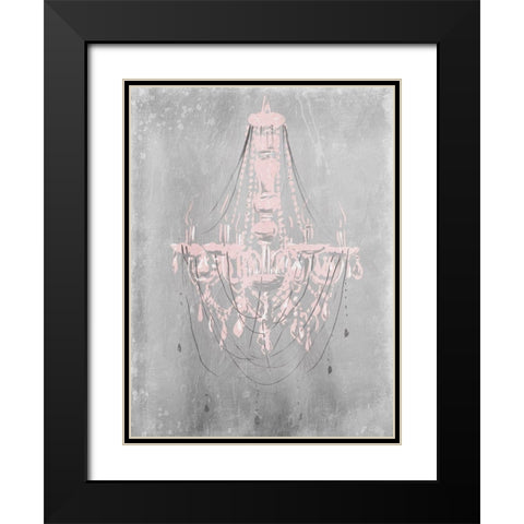 Chandelier In Smoke Black Modern Wood Framed Art Print with Double Matting by OnRei