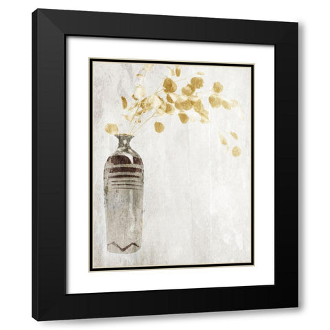 Yellow Flowers In Vase Black Modern Wood Framed Art Print with Double Matting by OnRei