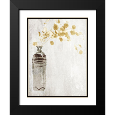 Yellow Flowers In Vase Black Modern Wood Framed Art Print with Double Matting by OnRei