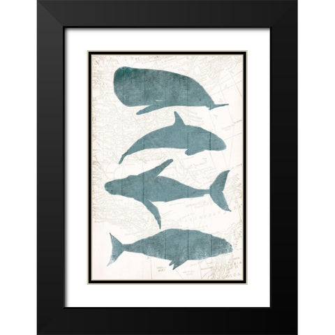 Sea Life Black Modern Wood Framed Art Print with Double Matting by OnRei