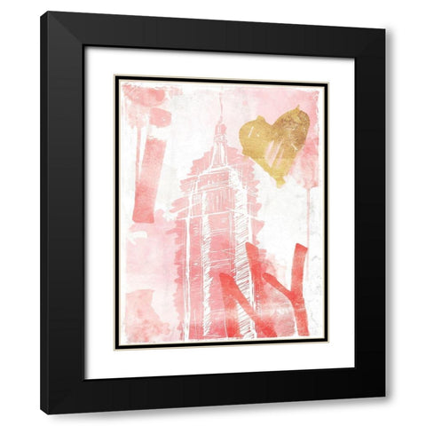 I Love NY Blush Black Modern Wood Framed Art Print with Double Matting by OnRei